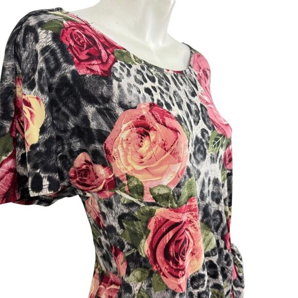 Robbie Bee Womens Floral Animal Print Jersey Knit Stretch Knee Length Dress sz M - Picture 4 of 16